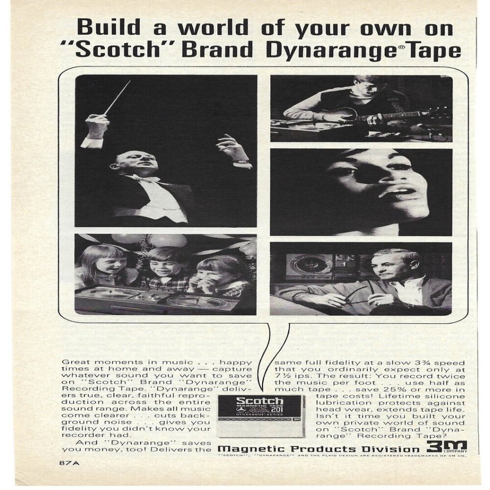 1967 3M Scotch Brand Dynarange Magnetic Tape Vintage Magazine Print Ad/Poster
